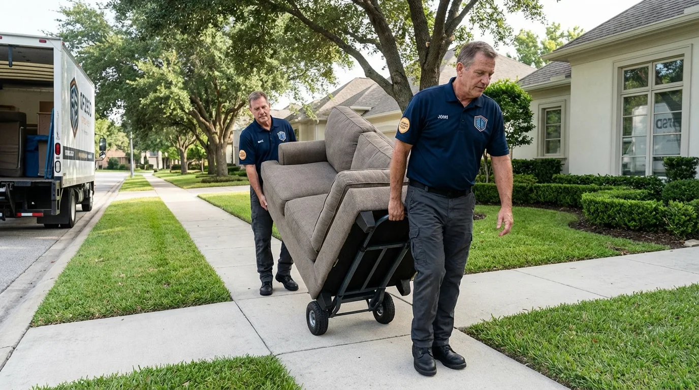 Local residential moving crew loading furniture in Heber Springs, AR