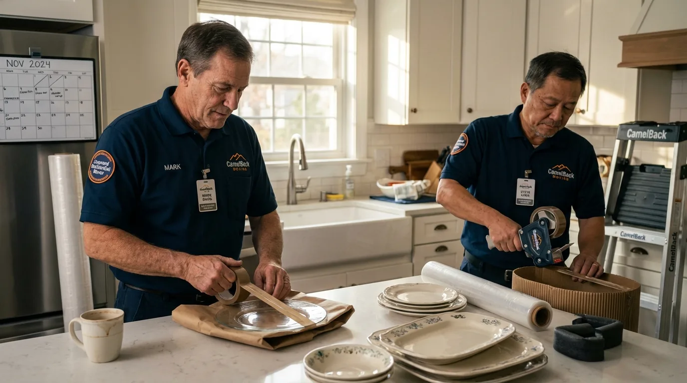 Professional crew packing kitchen dishware in Heber Springs, AR
